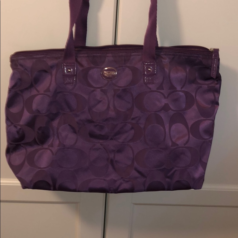 Purple coach tote